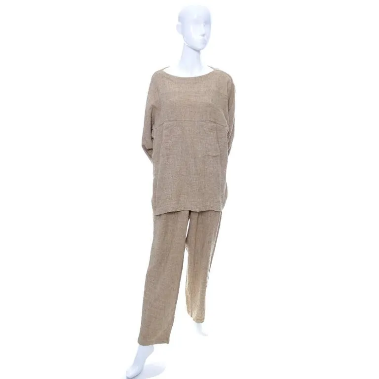 1980's Issey Miyake Textured Cotton Tunic & Pants Outfit Size Medium