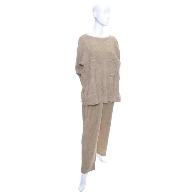 1980's Issey Miyake Textured Cotton Tunic & Pants Outfit Size Medium