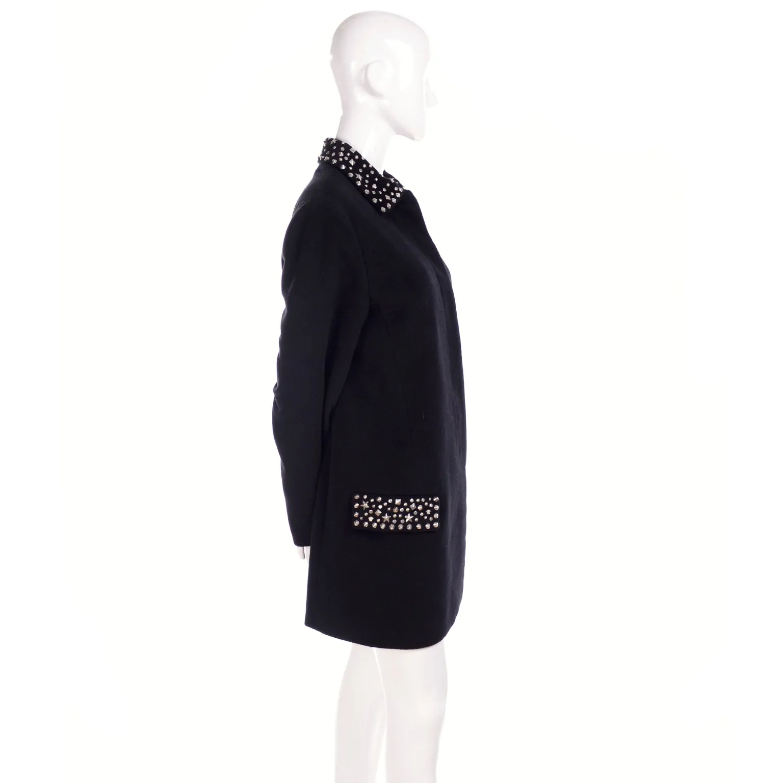 1990s Gianni Versace Jacket in Angora Wool Cashmere Blend w/ Medusa Head Studs