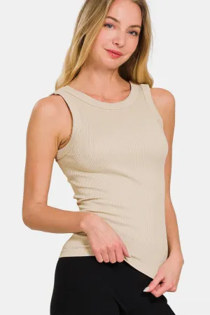 2 Way Neckline Washed Ribbed Tank