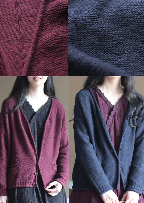 2021 burgundy cozy sweater casual sweaters women fall blouse v neck