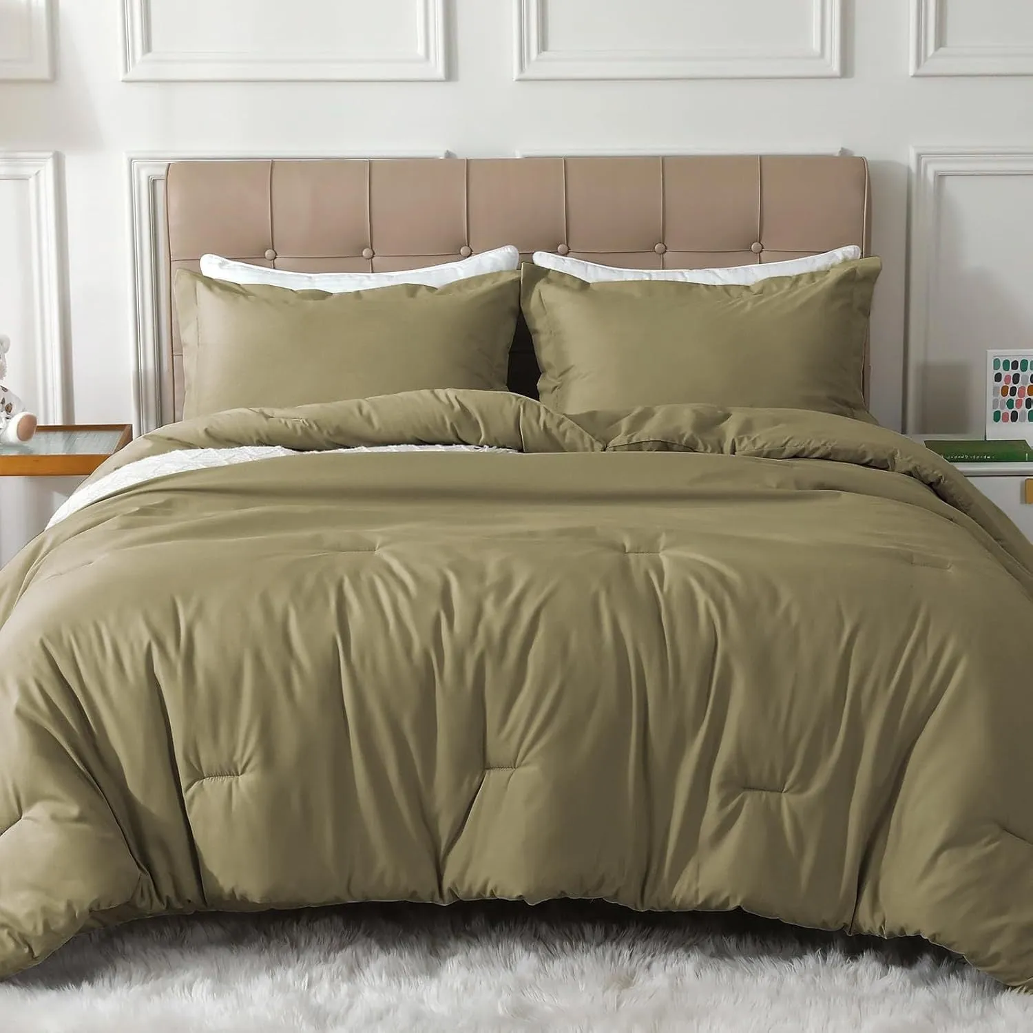 3-Piece Queen Size Comforter Set - Soft, Warm, and Cozy Bedding for All Seasons with 1 Comforter and 2 Pillow Shams - Hypoallergenic, Breathable, and Easy Care