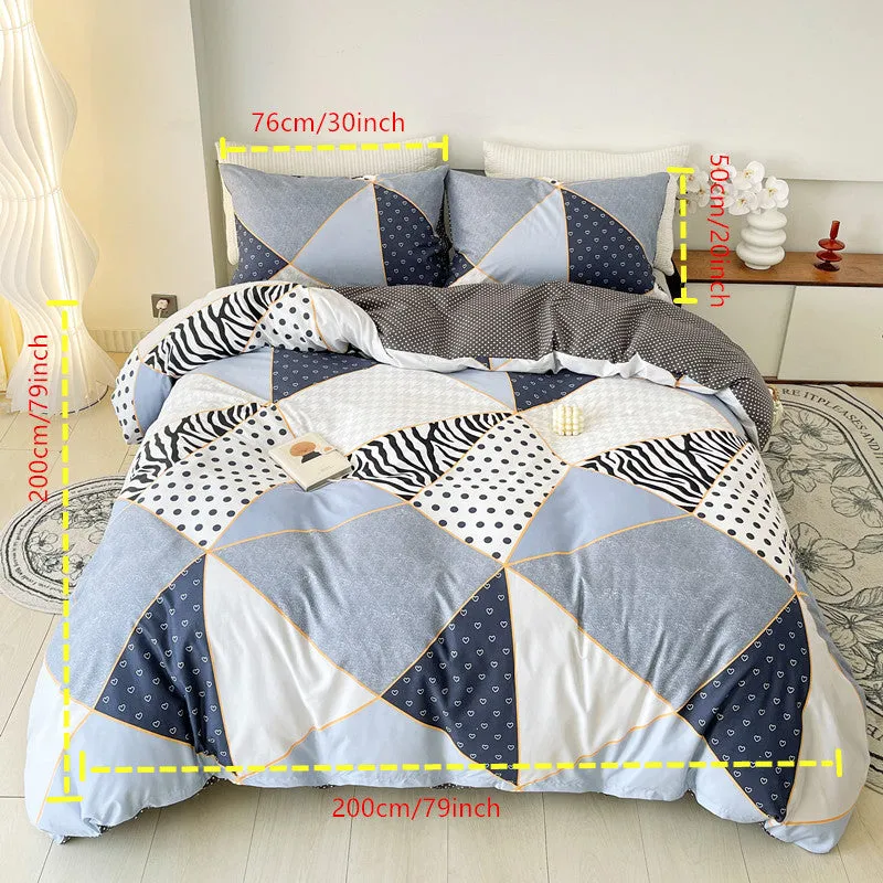 3pcs Luxurious Geometric Pattern Bedding Set - Soft, Comfortable, Hypoallergenic Duvet Cover with 2 Pillowcases - Perfect for Bedroom, Guest Room, and Everyday Use