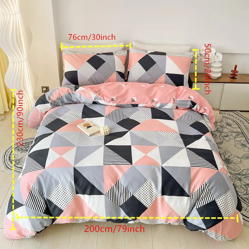 3pcs Luxurious Geometric Pattern Bedding Set - Soft, Comfortable, Hypoallergenic Duvet Cover with 2 Pillowcases - Perfect for Bedroom, Guest Room, and Everyday Use