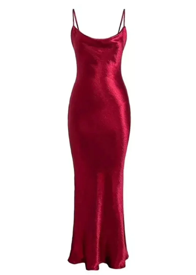 A&A Luxen Satin Maxi Bodycon Dress