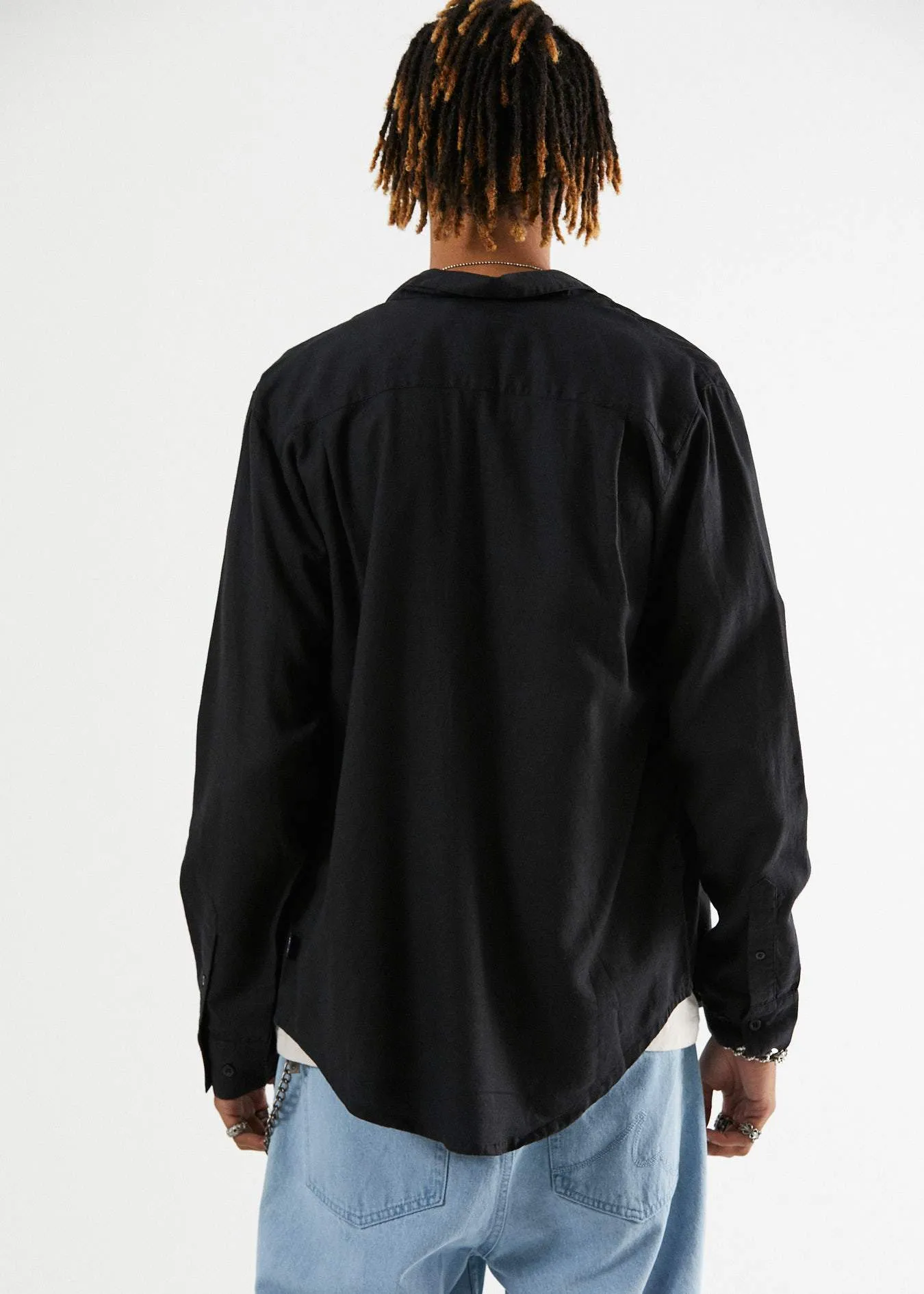 Afends Mens Standard - Hemp Long Sleeve Shirt - Black