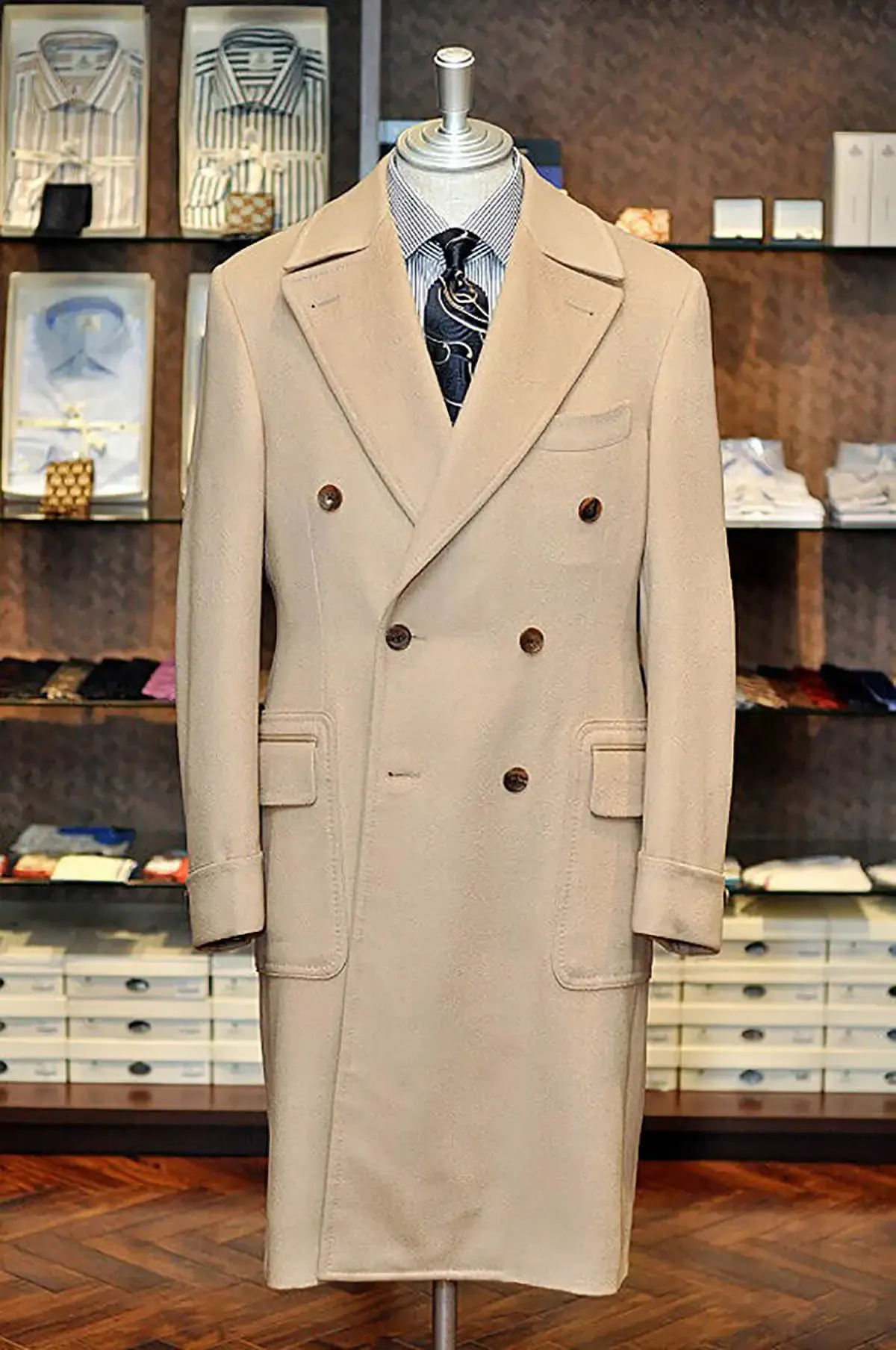 Aidase Winter Men Light Tan Suits Jacket Woolen Coat Double Breasted Buttons Blazer Custom Made Daily Casual Tweed Blends Overcoat