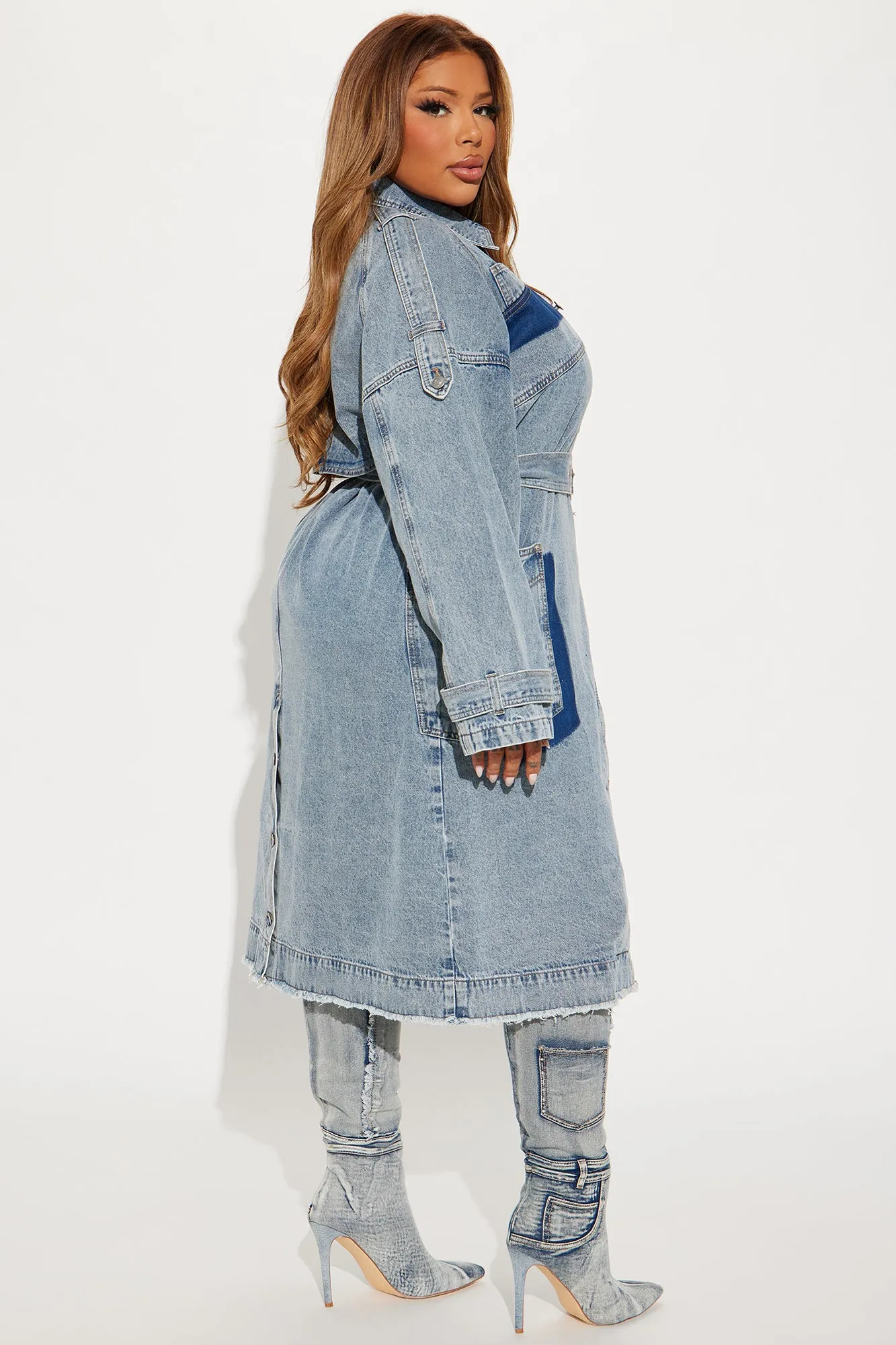 All Mixed Up Denim Trench - Light Wash