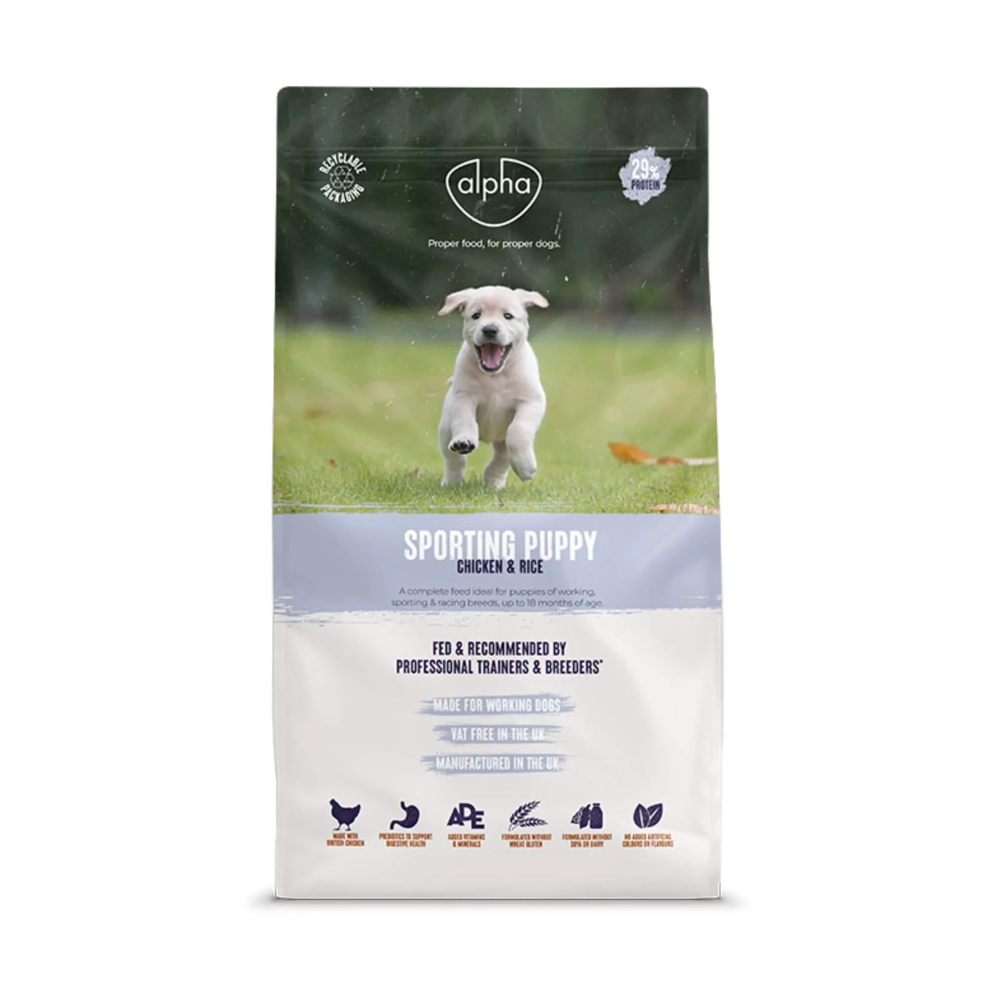 Alpha Sporting Puppy Chicken & Rice 29% Protein Food 15kg