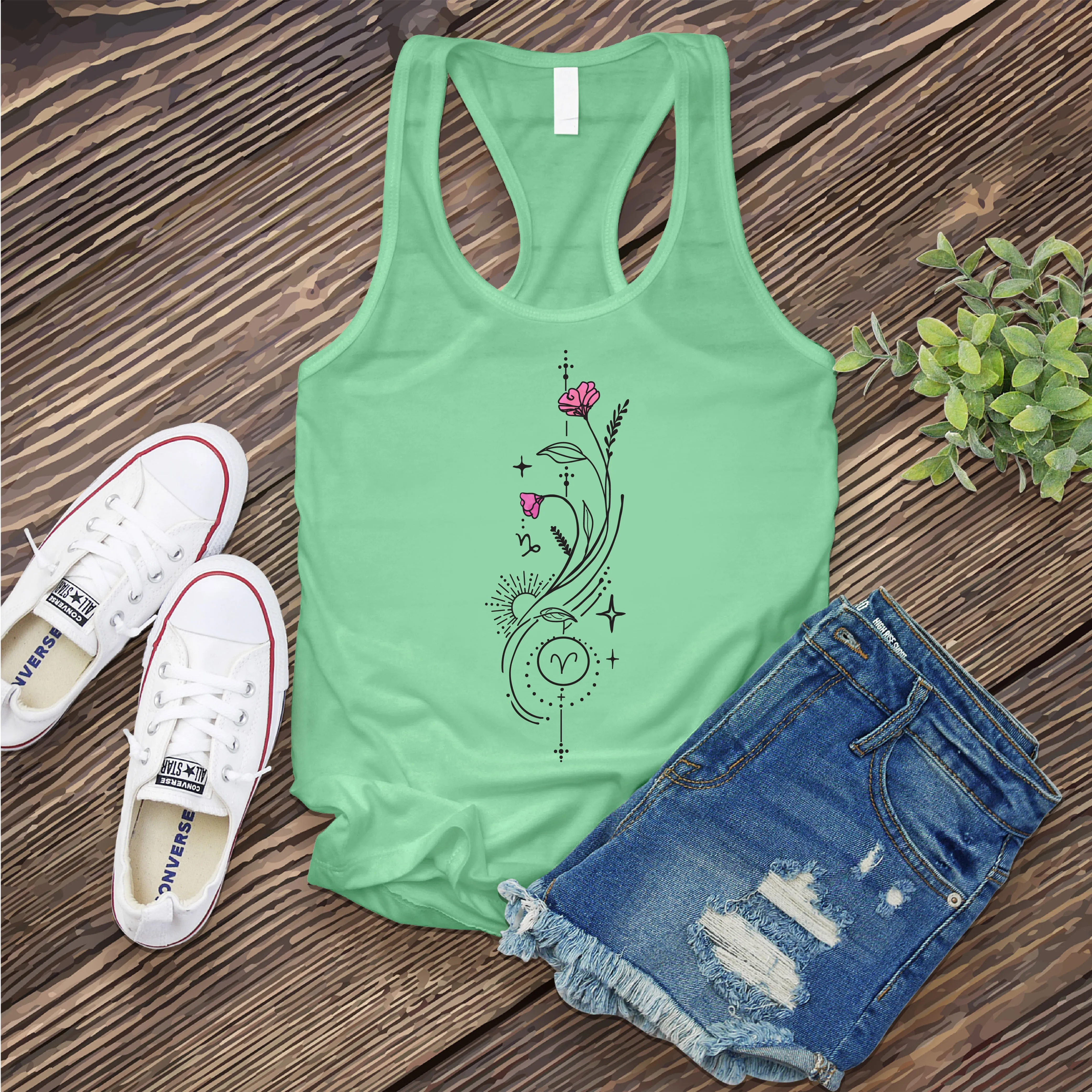 Aries Pink Flowers Women's Tank Top