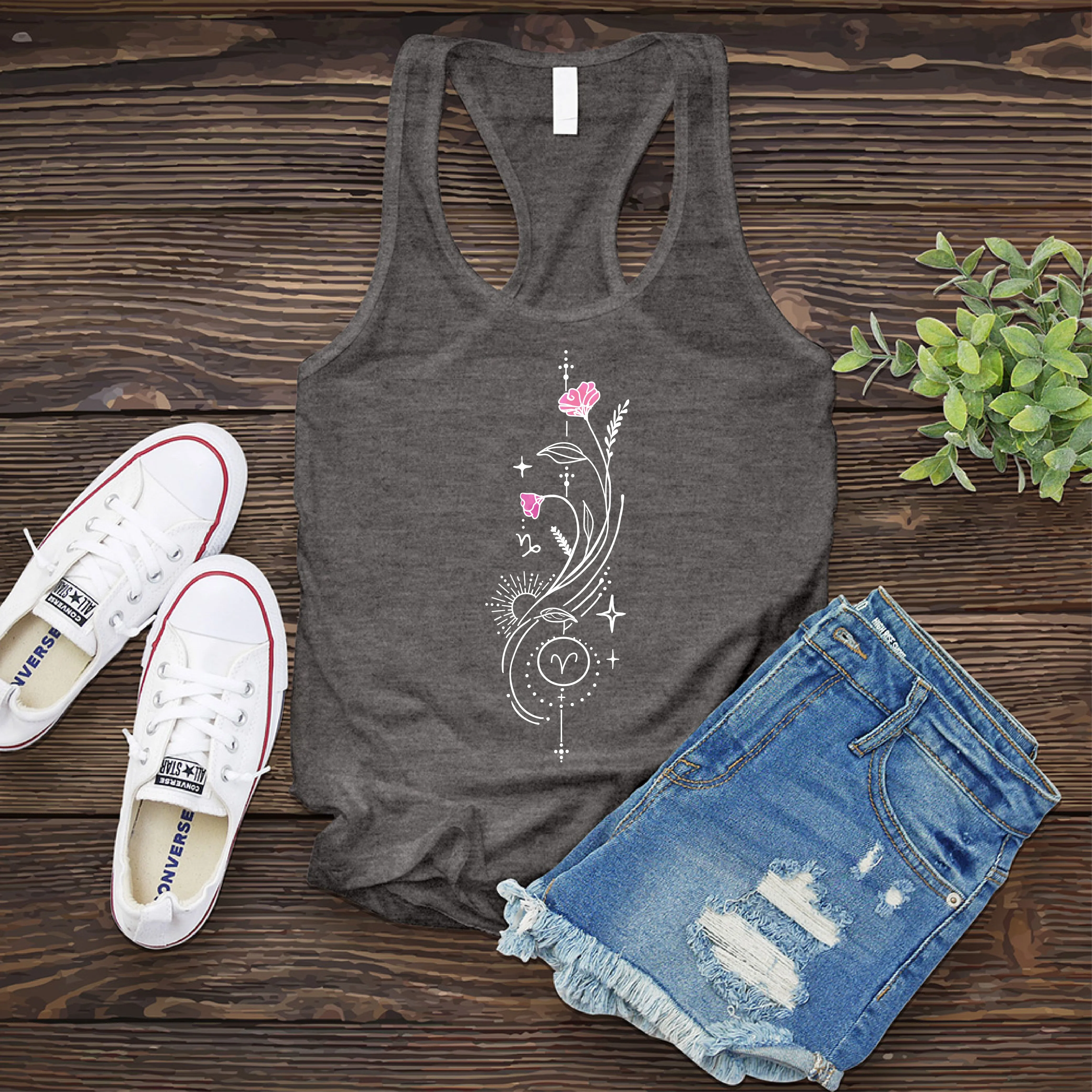 Aries Pink Flowers Women's Tank Top