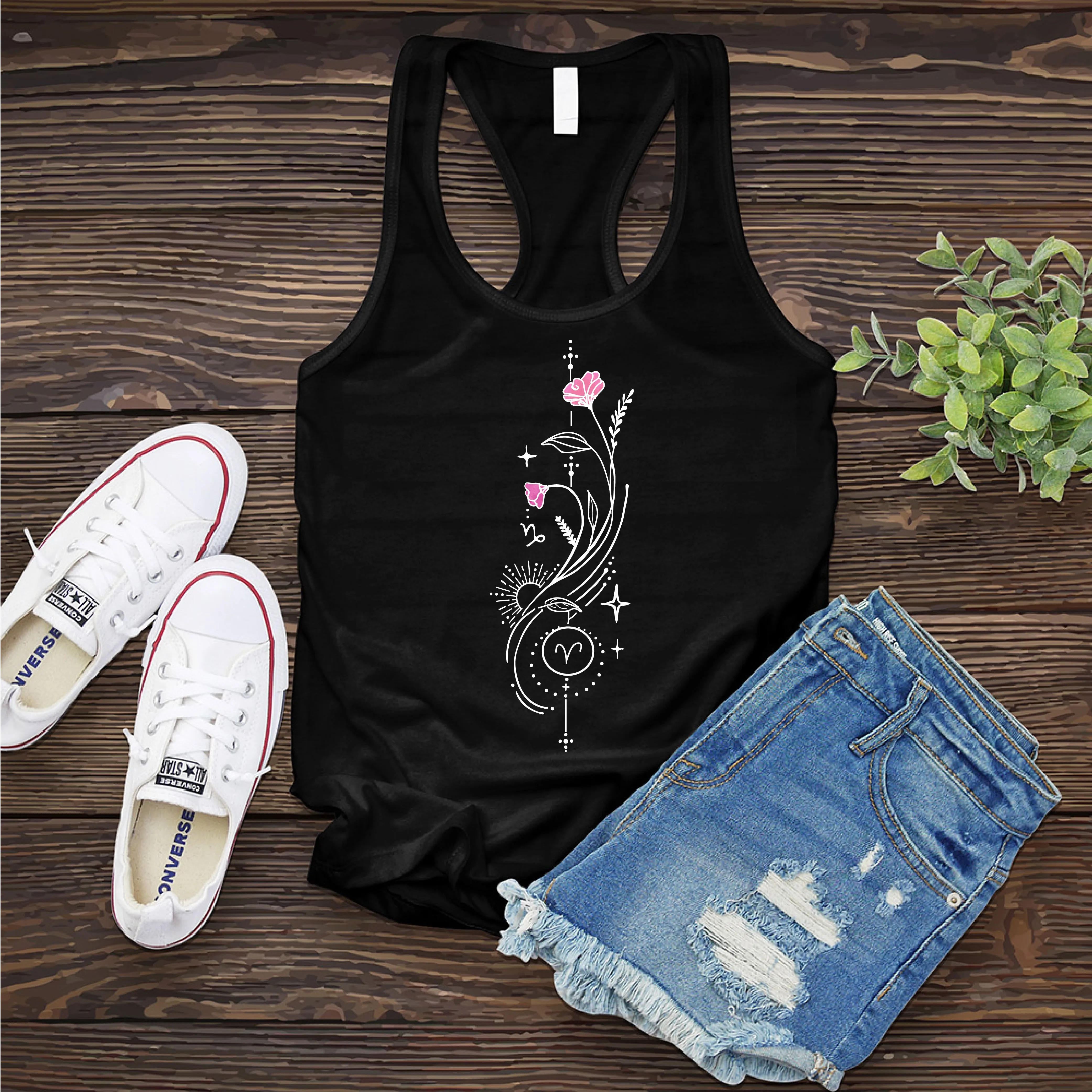 Aries Pink Flowers Women's Tank Top