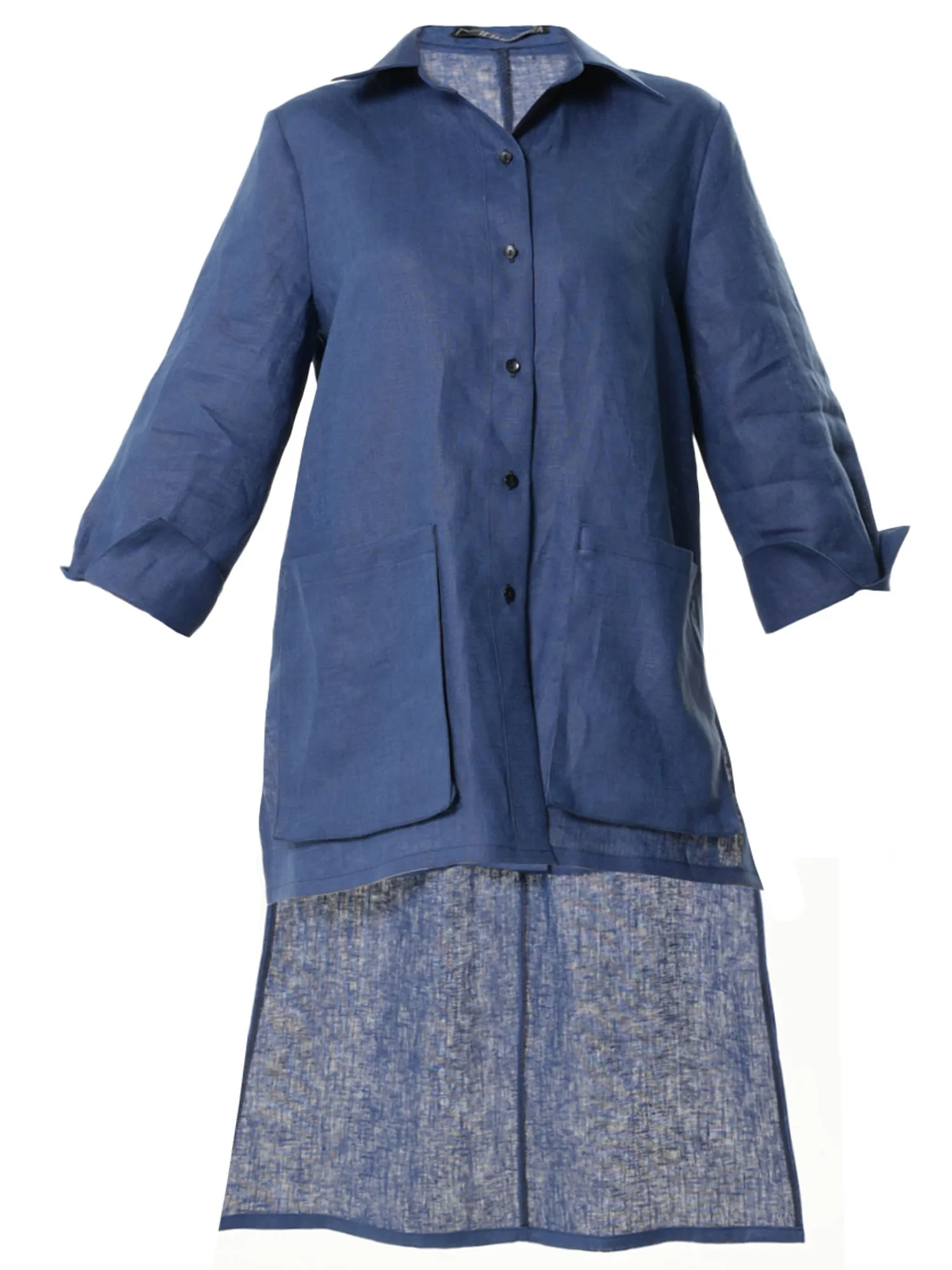 Asymmetric Linen Shirt In Blue