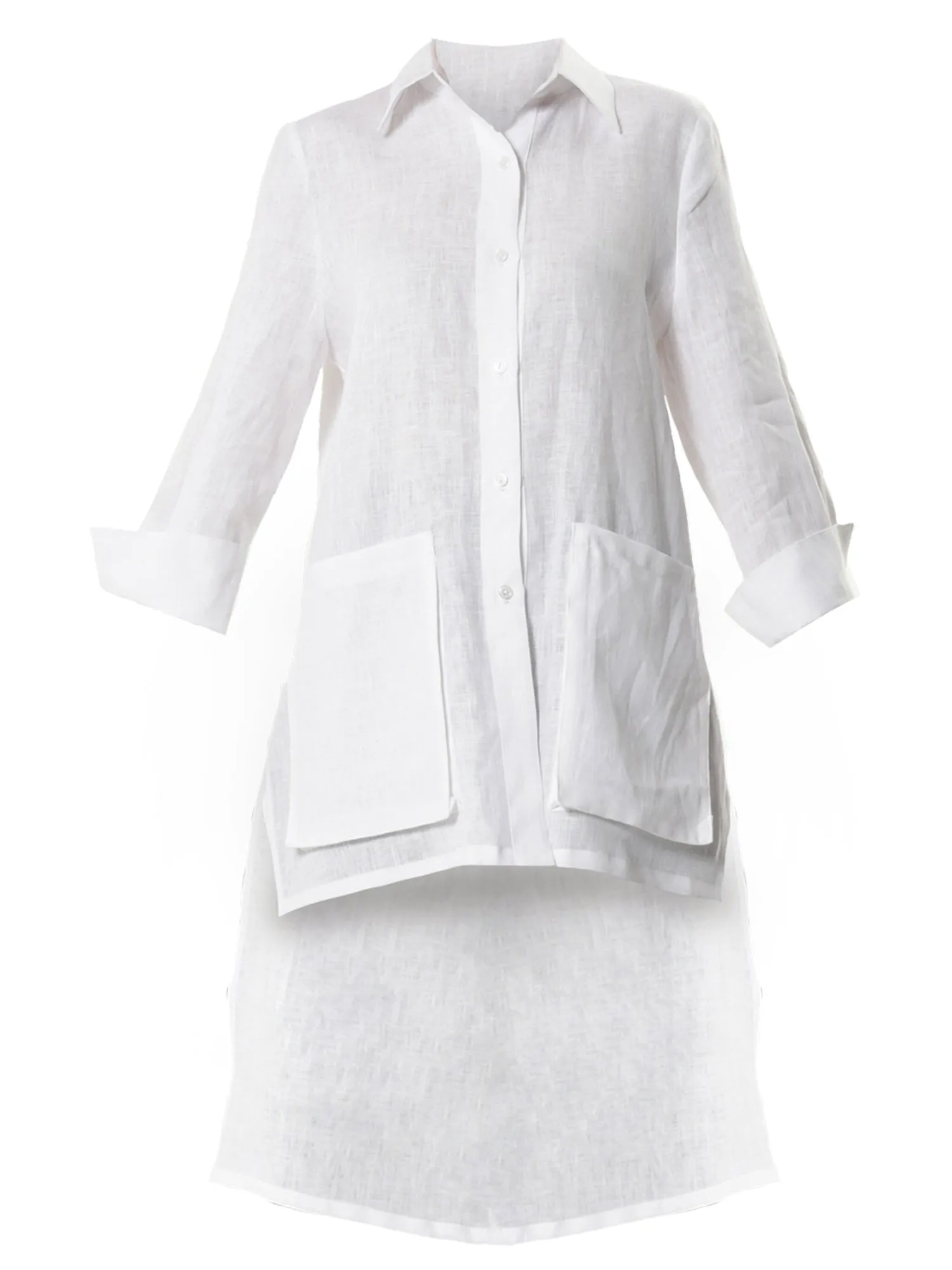 Asymmetric Linen Shirt In White