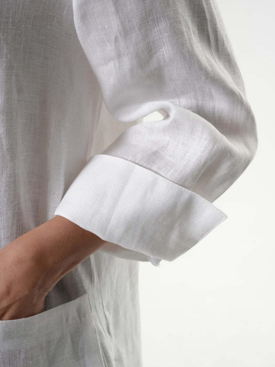 Asymmetric Linen Shirt In White