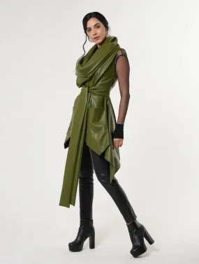 Avant Garde Eco-Leather Vest In Green