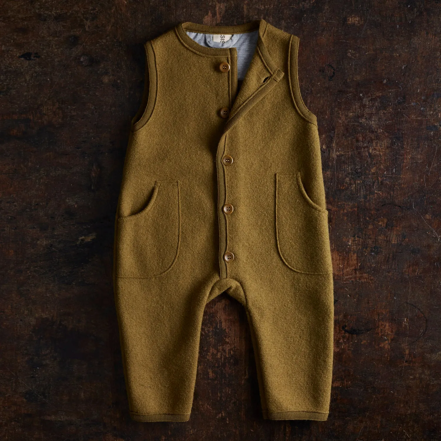 Baby & Kids Earth Playsuit - Boiled Merino Wool - Gold