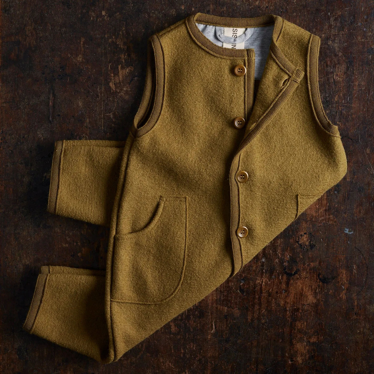 Baby & Kids Earth Playsuit - Boiled Merino Wool - Gold