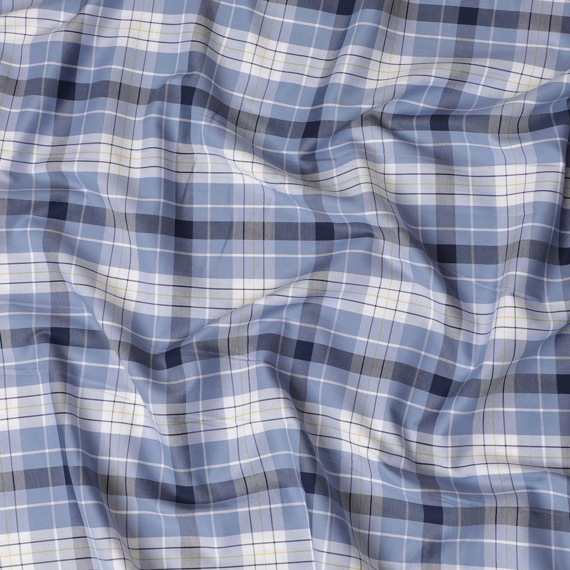 Baby blue Premium 100% cotton shirting fabric with multicolor print in checks design-D16848