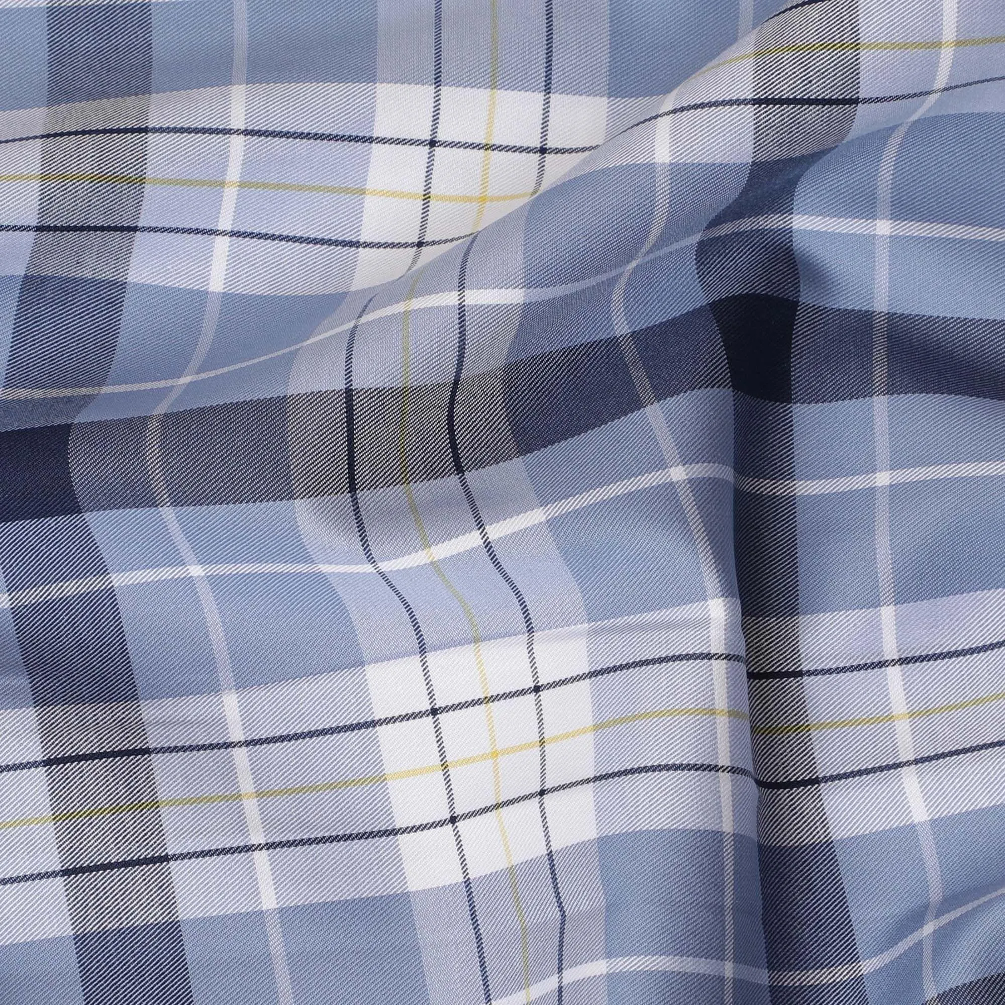 Baby blue Premium 100% cotton shirting fabric with multicolor print in checks design-D16848