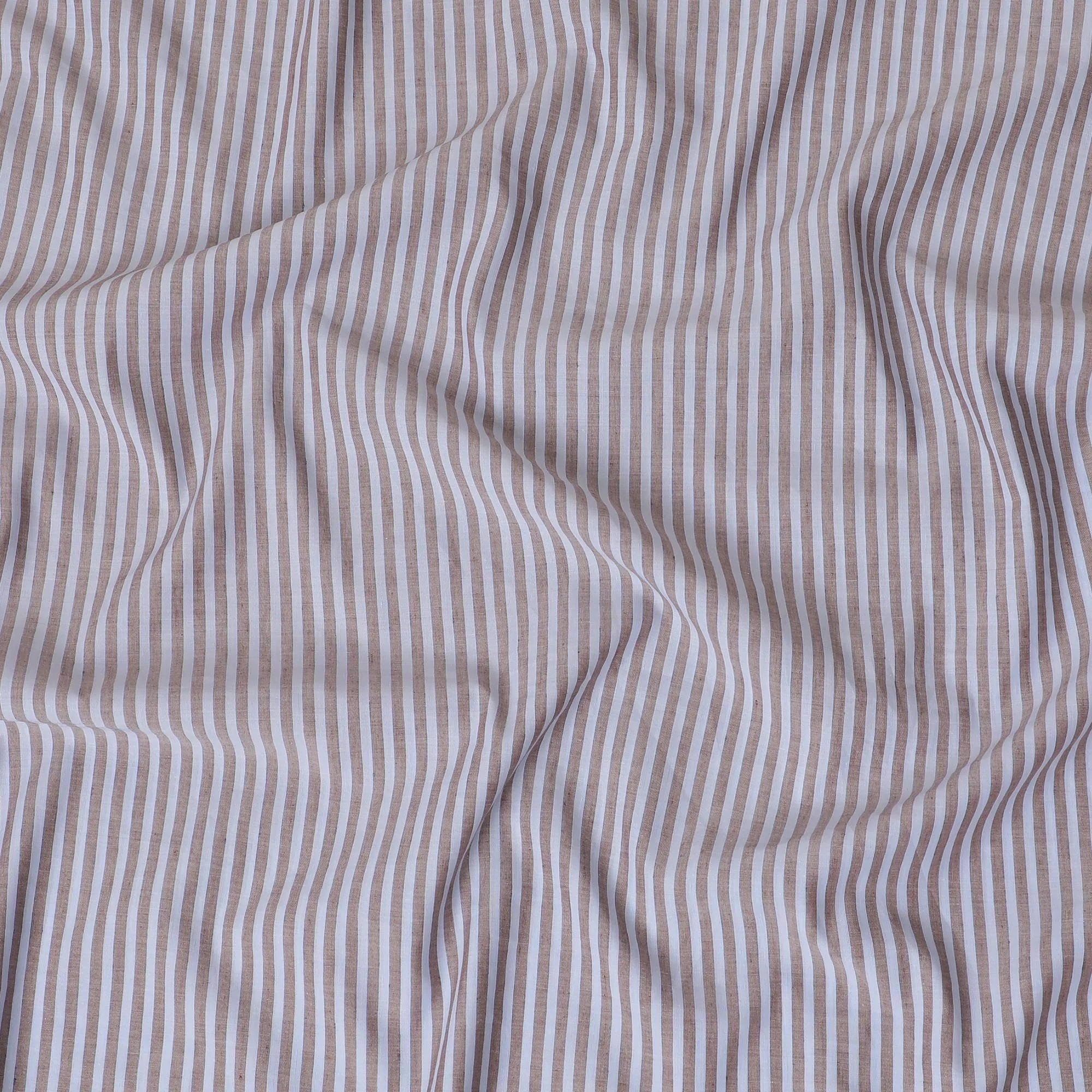 Baby blue  Premium pure Italian 100% cotton shirting fabric with brown print in stripe design-D16634