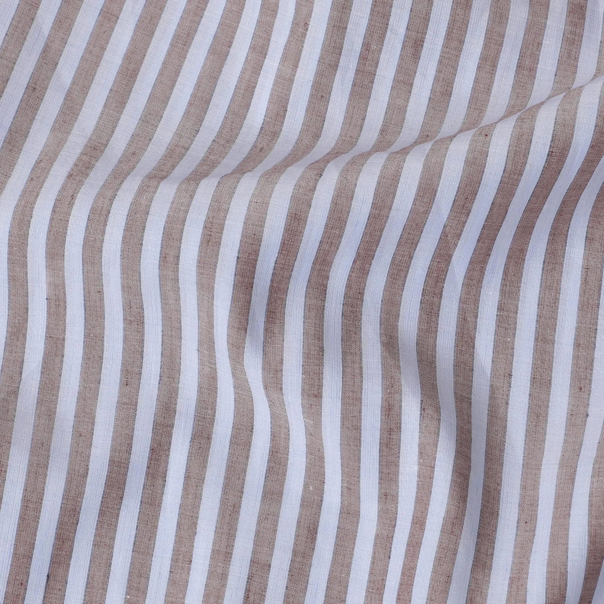 Baby blue  Premium pure Italian 100% cotton shirting fabric with brown print in stripe design-D16634