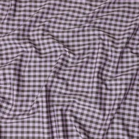 Baby pink Premium Italian 100% cotton shirting fabric with pale brown and brown print in checks design-D10822