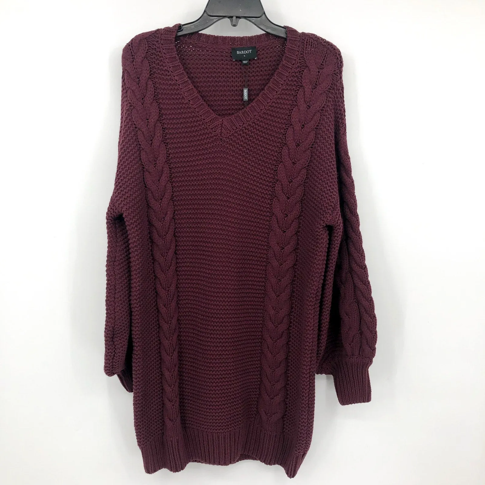 BARDOT Knit Sweater Dress XL US 10 Red Burgundy Long Sleeve Revolve NWT