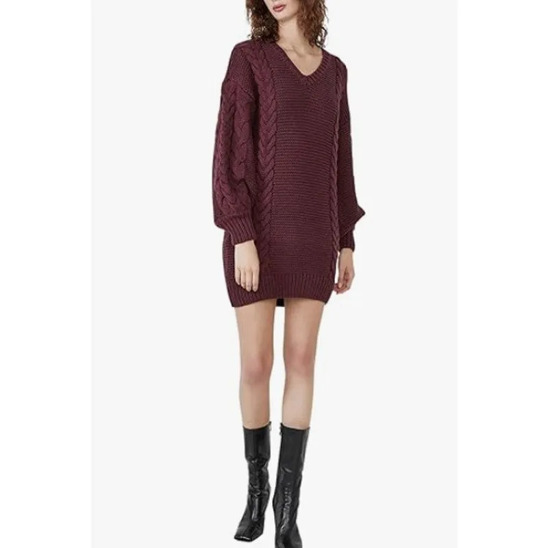 BARDOT Knit Sweater Dress XL US 10 Red Burgundy Long Sleeve Revolve NWT