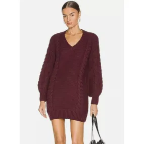 BARDOT Knit Sweater Dress XL US 10 Red Burgundy Long Sleeve Revolve NWT