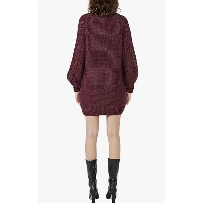 BARDOT Knit Sweater Dress XL US 10 Red Burgundy Long Sleeve Revolve NWT