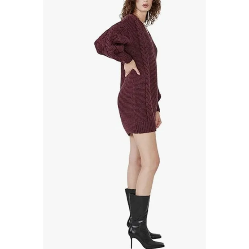 BARDOT Knit Sweater Dress XL US 10 Red Burgundy Long Sleeve Revolve NWT