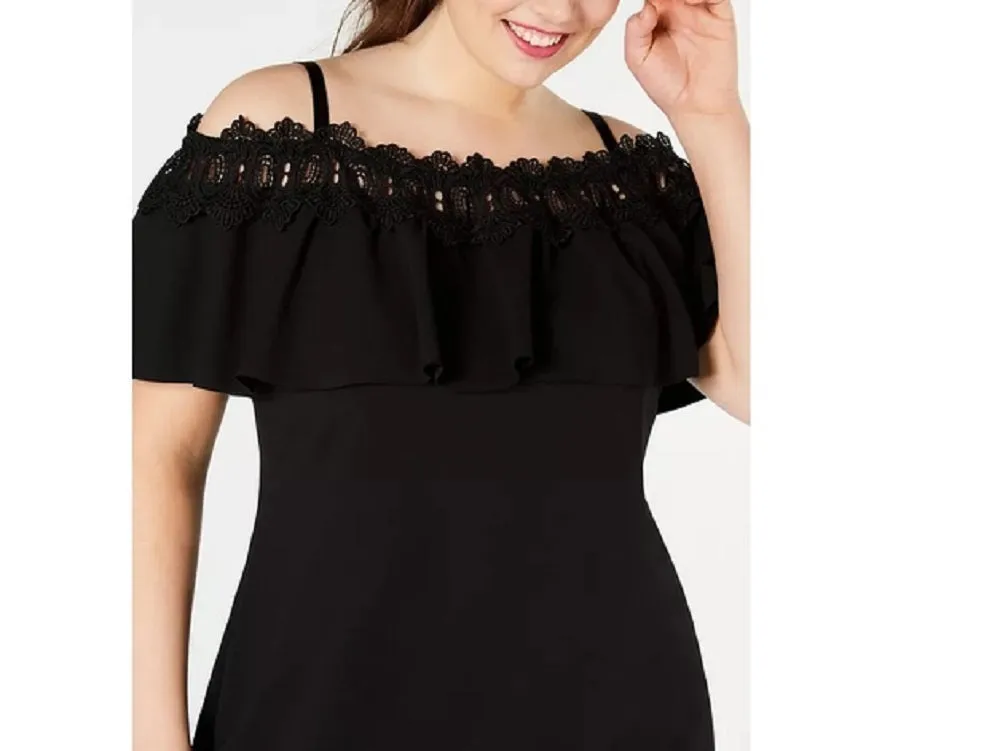 BCX Women's Plus Size Trendy Plus Size OffTheShoulder Crochet Dress Black Size 3X