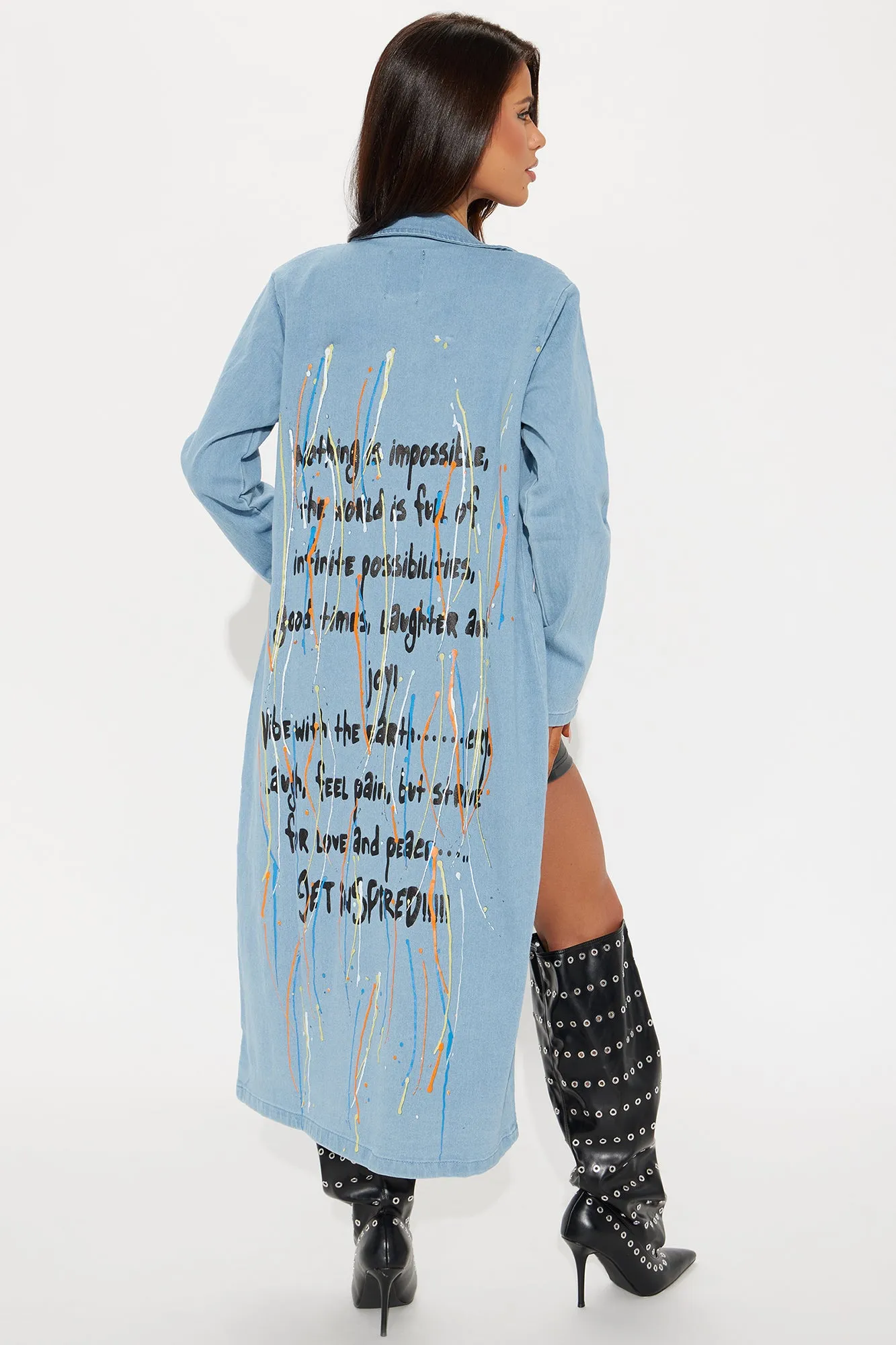 Be Inspired Denim Trench - Light Blue Wash