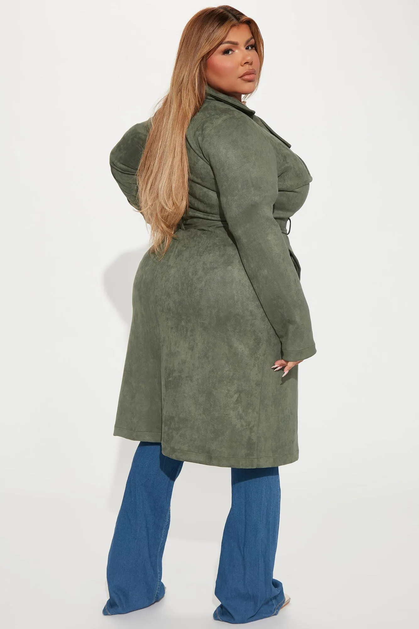 Belt Your Heart Trench Coat - Sage