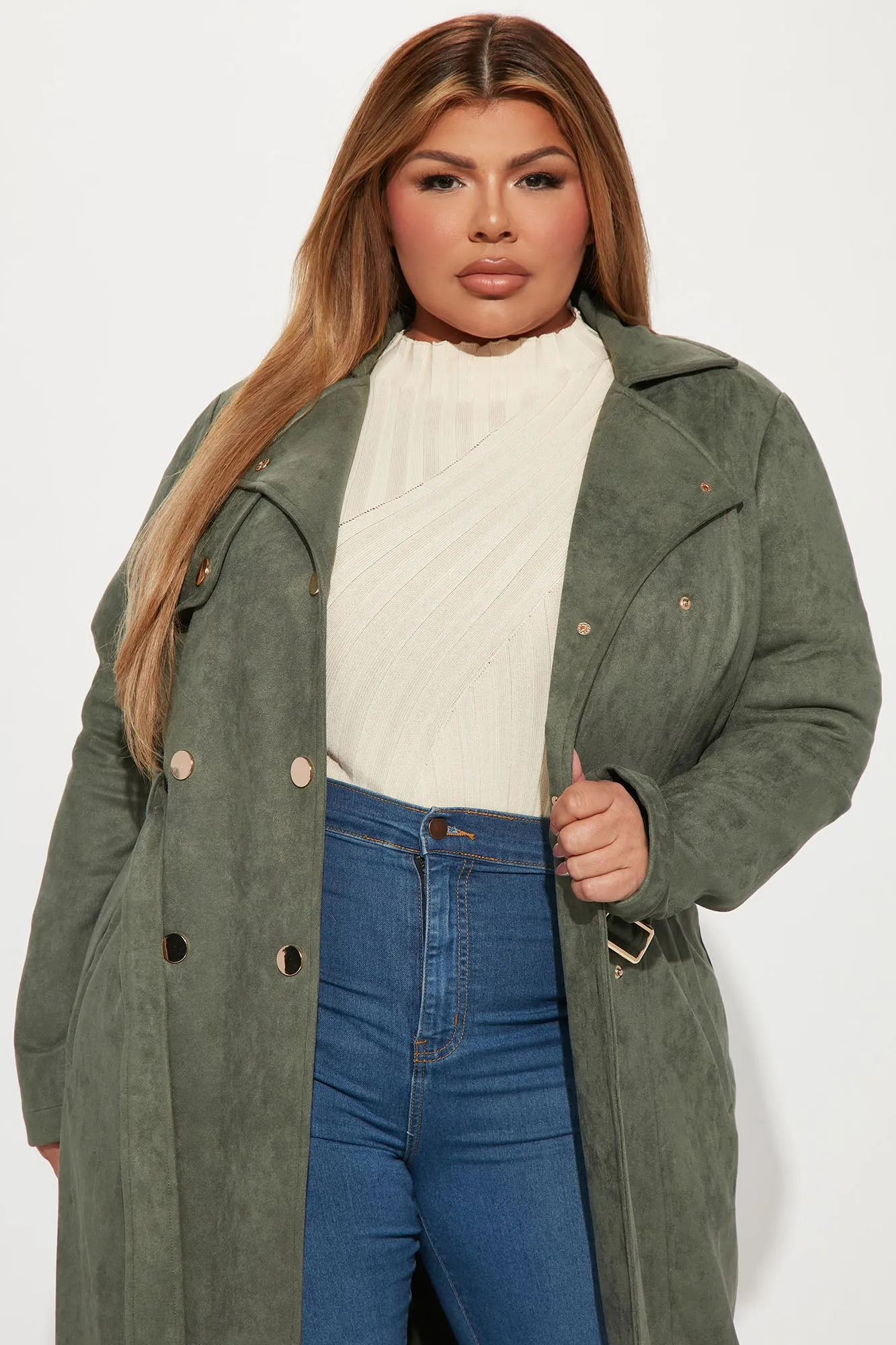 Belt Your Heart Trench Coat - Sage