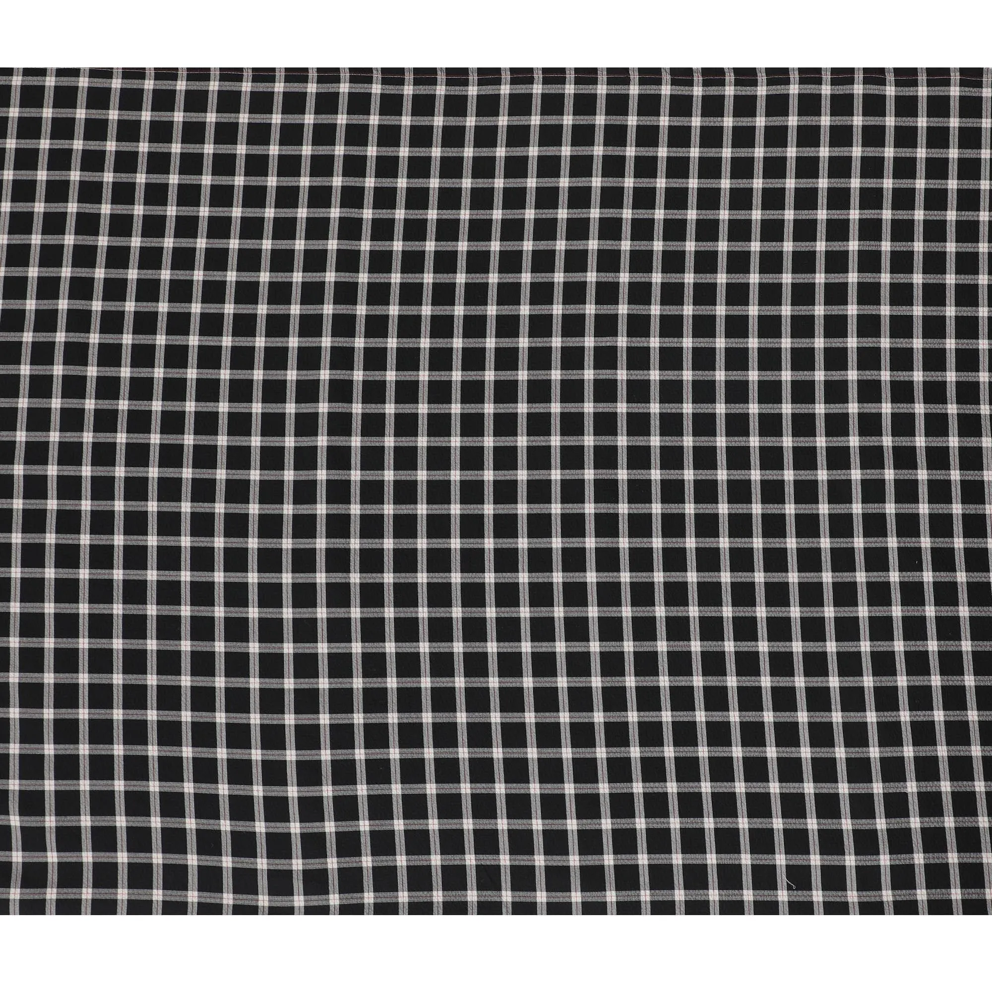 Black Premium 100% cotton shirting fabric with beige and red print in checks design-D16847