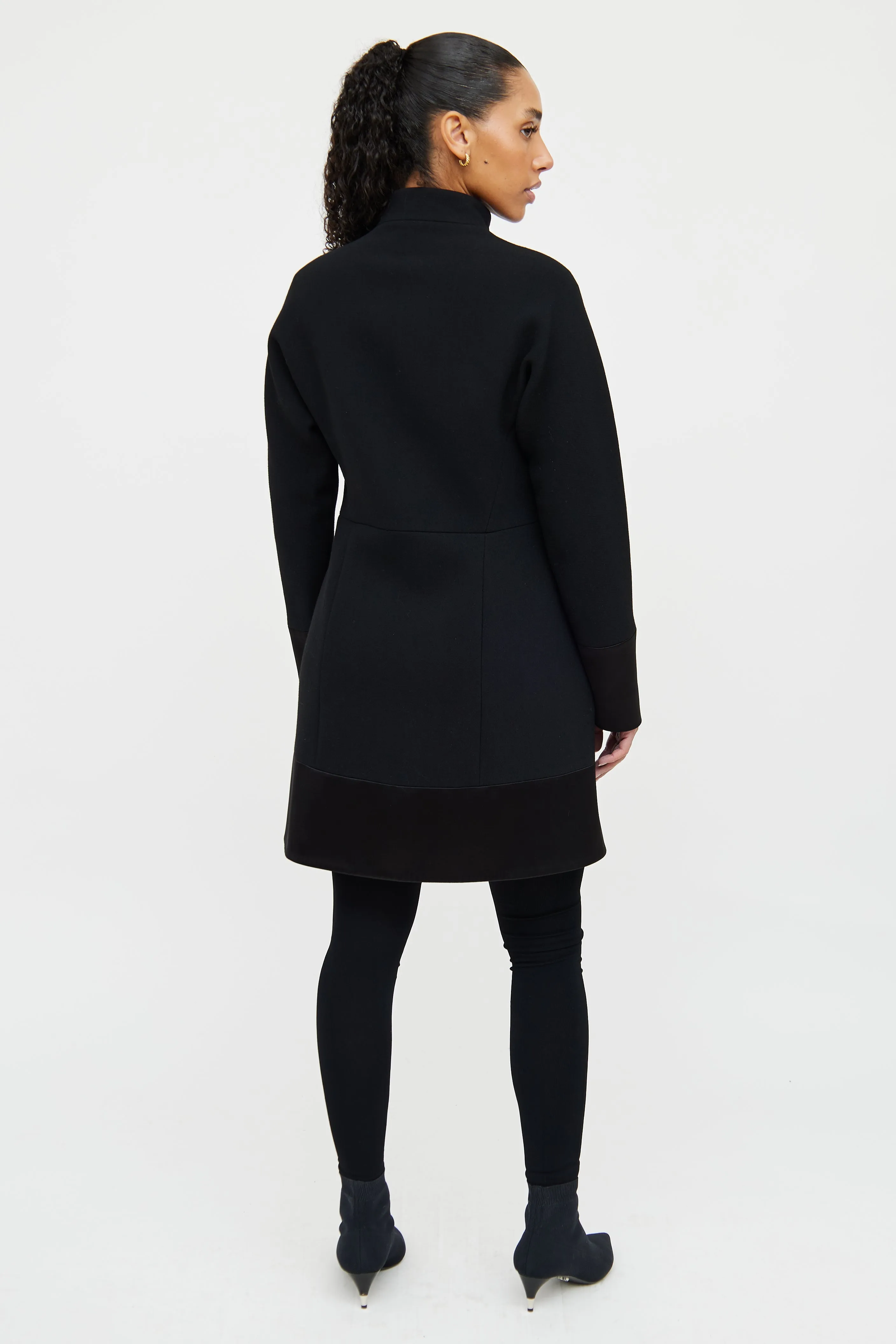 Black Wool Double Breasted Long Coat