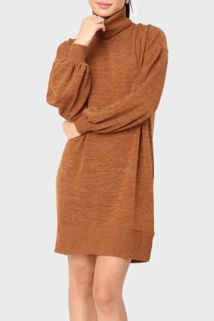 Blouson Sleeve Turtleneck Sweater Dress