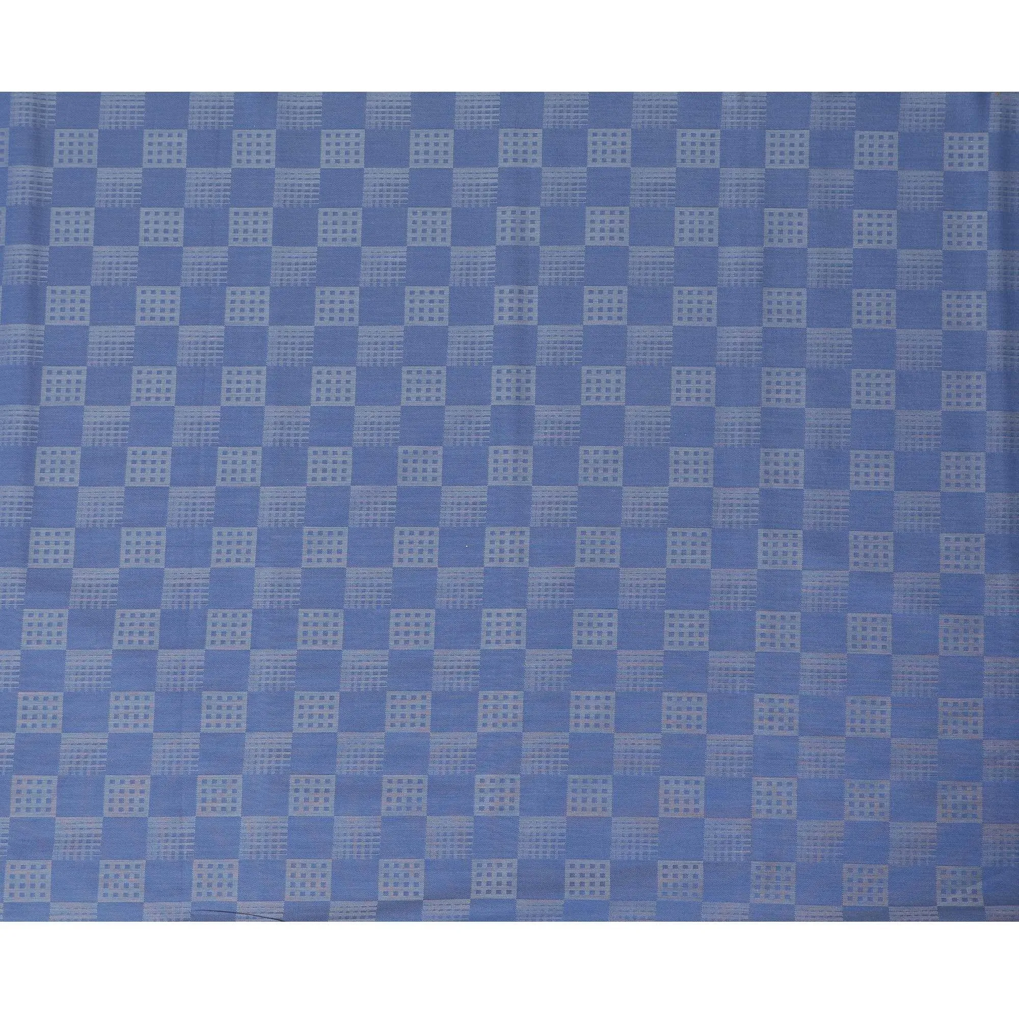 Blue Premium 100% Giza cotton shirting fabric with grey jacquard in checks design-D16854