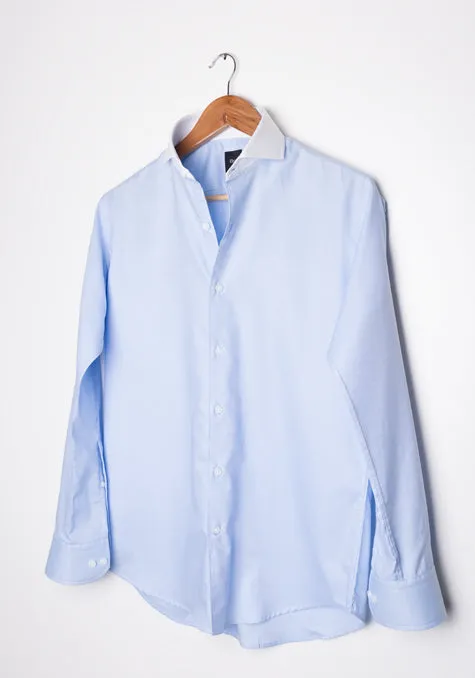 BLUE STRUCTURED SHIRT - WHITE CONTRAST