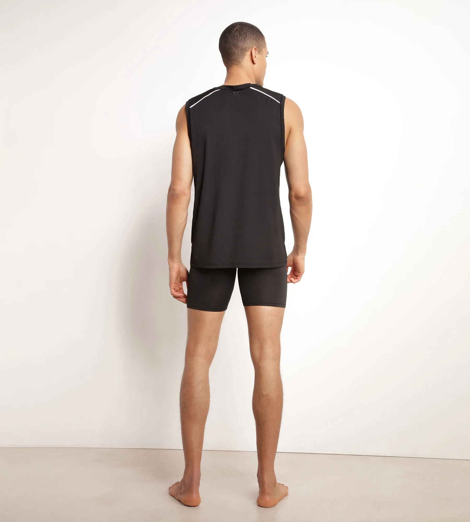 Boxer long homme en microfibre et mesh Noir Dim Move