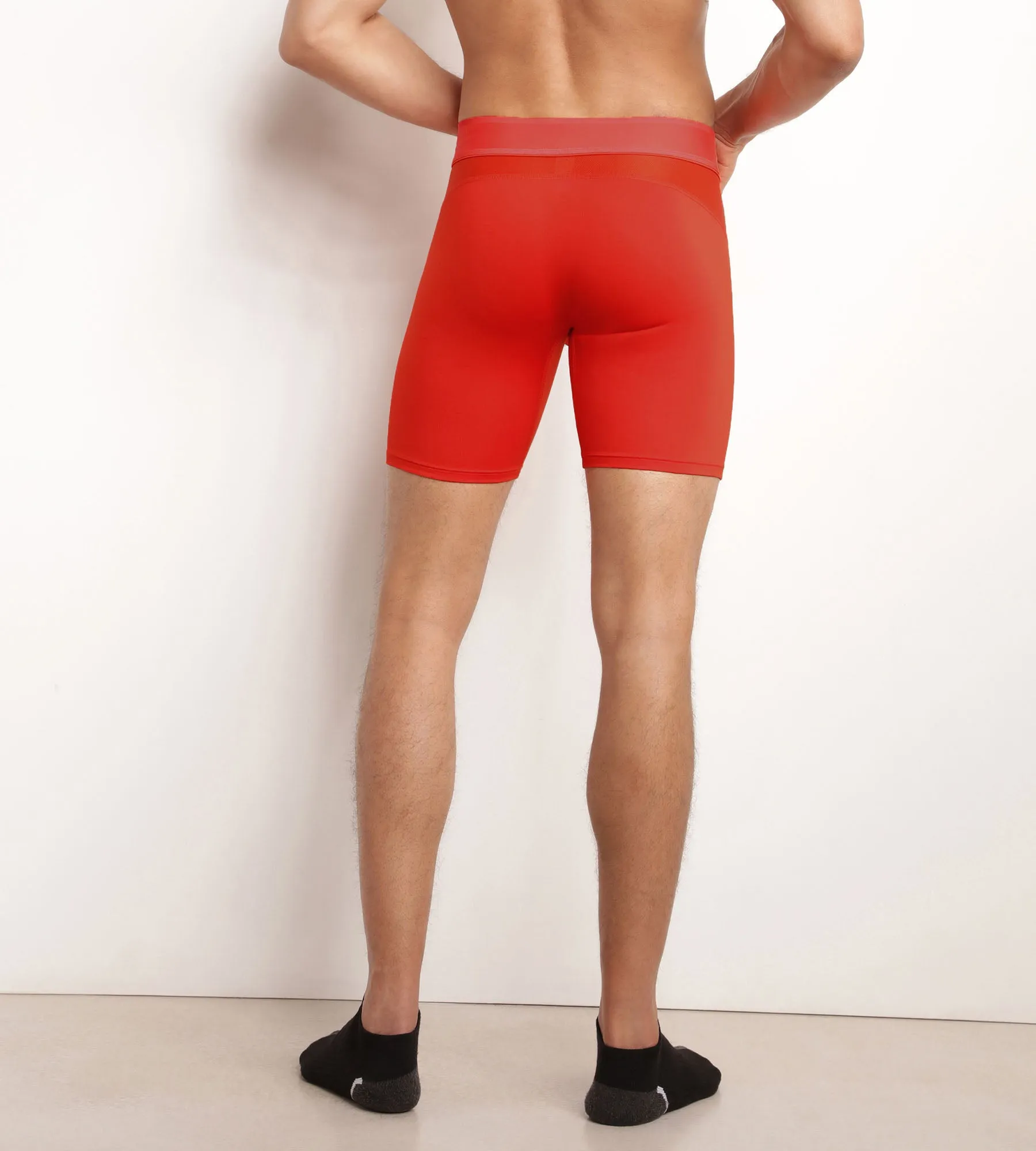 Boxer long homme en microfibre et mesh Rouge Dim Move