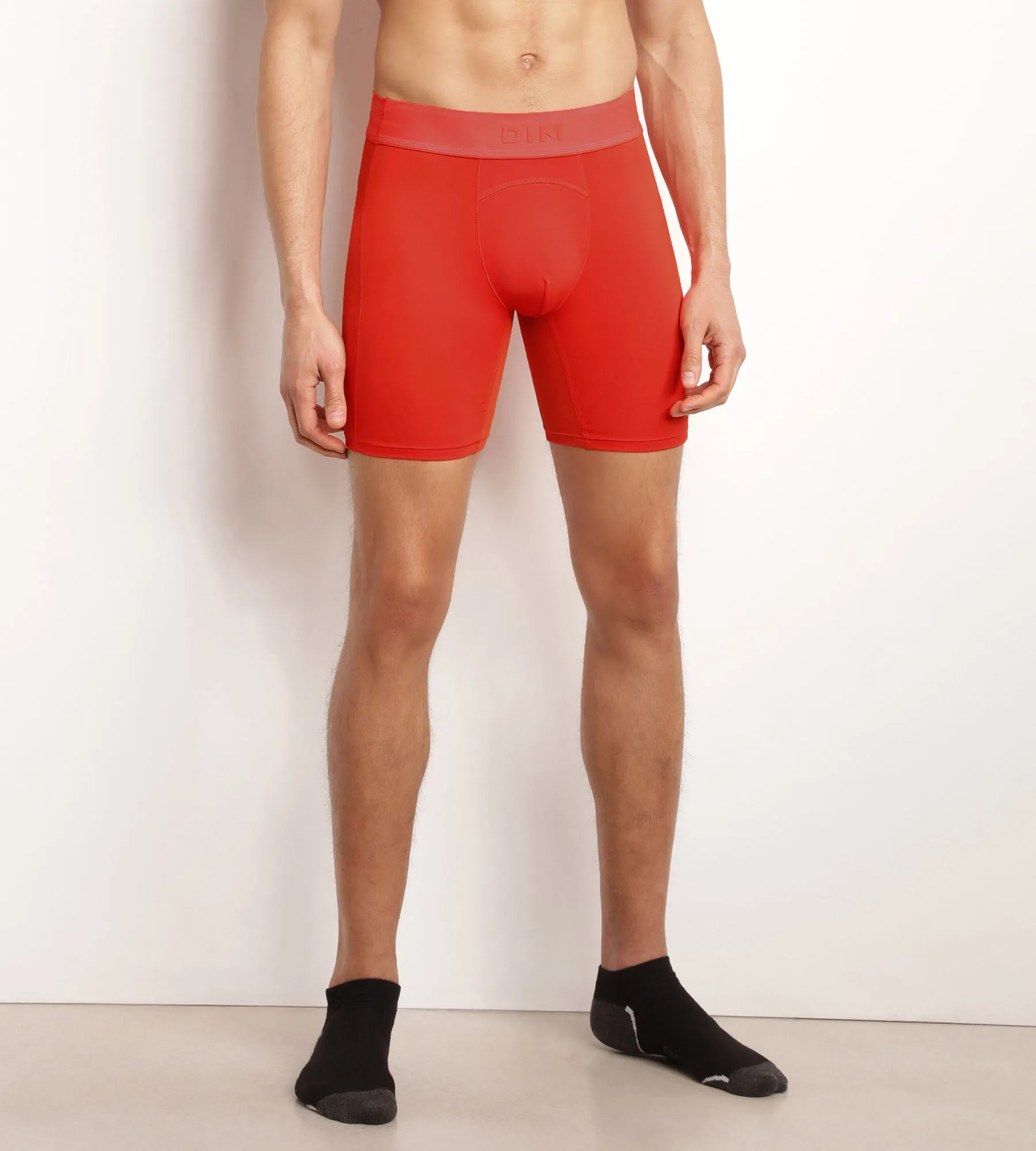 Boxer long homme en microfibre et mesh Rouge Dim Move