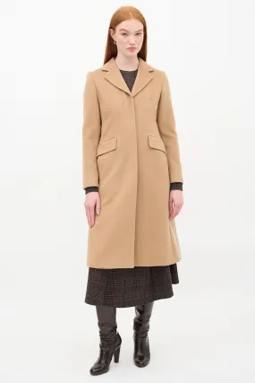 Brown Wool Two Pocket Long Coat