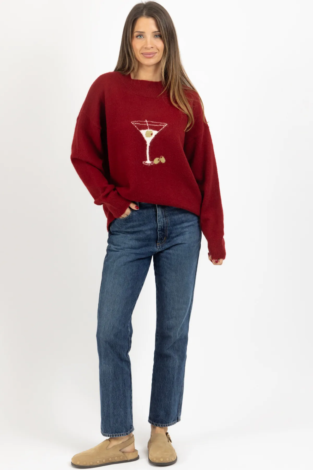 BURGUNDY DIRTY MARTINI SWEATER