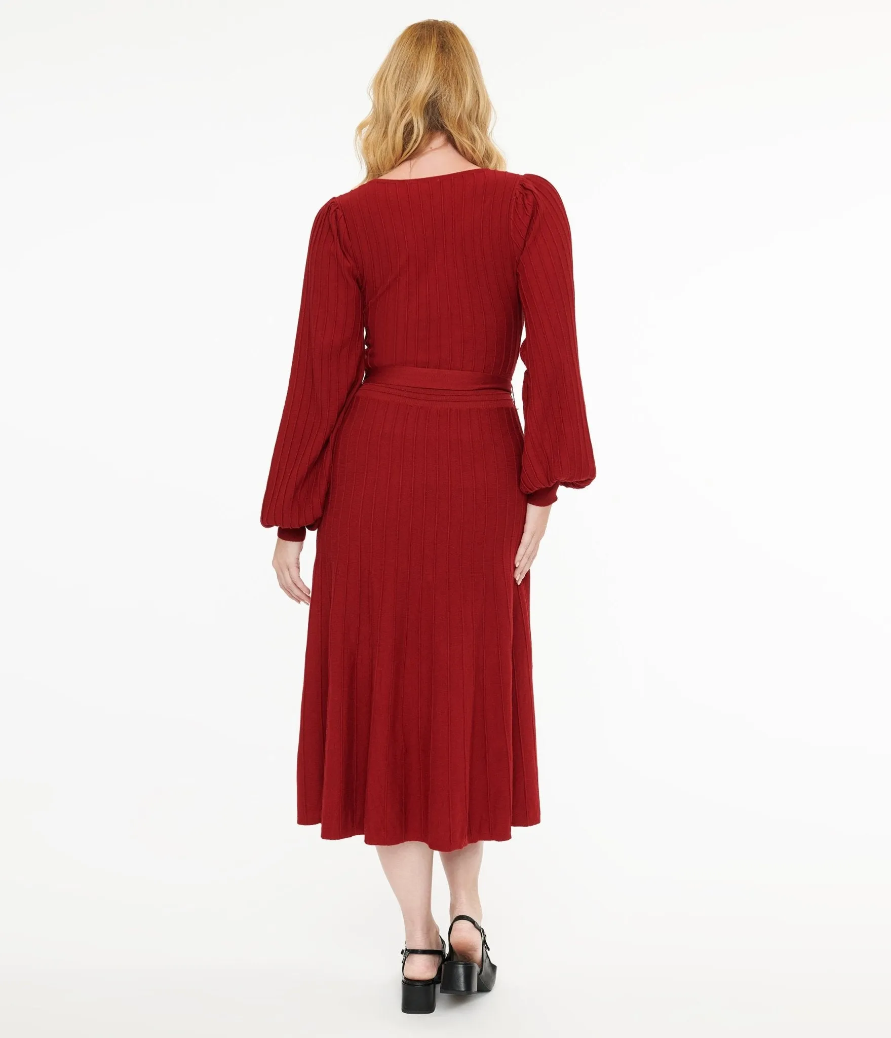 Burgundy Keep Looking Up Sweater Midi Dress