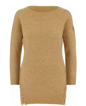 Camel Side Stitched Sweater