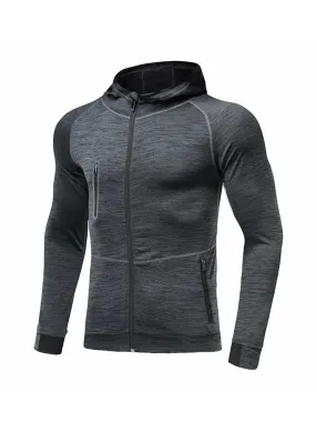 Casual Solid Color Zipper Hooded Sweatshirt for Men - SF1834