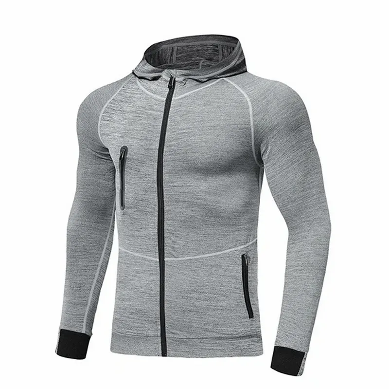 Casual Solid Color Zipper Hooded Sweatshirt for Men - SF1834